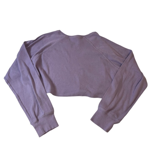 Y2K Purple Waffle Cropped Long Sleeve Top fall minimal preppy coquette retro - Picture 3 of 7